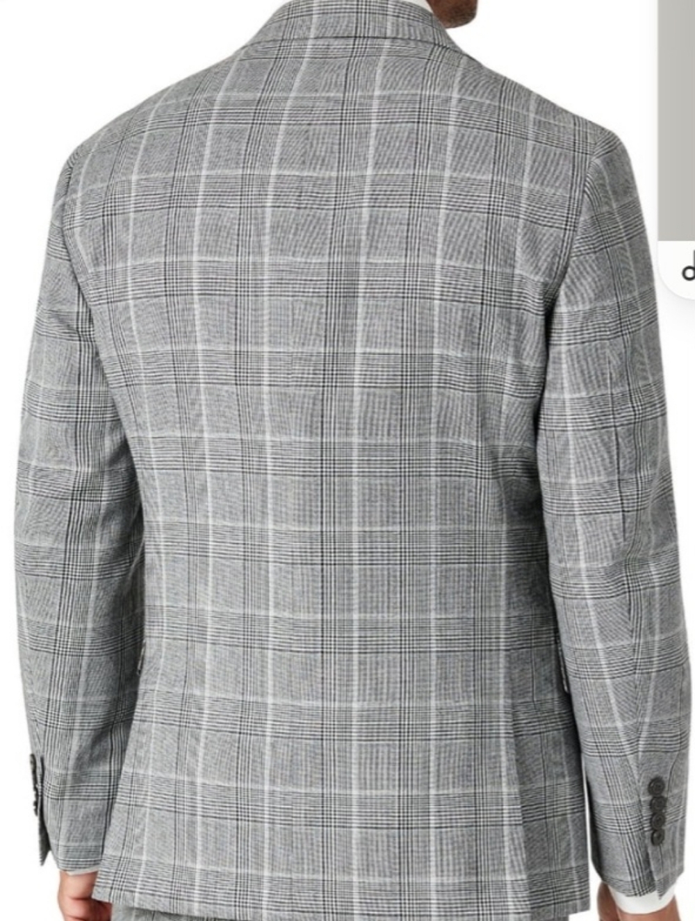 TALLIA Light Gray Plaid Sport Coat Slim Fit Suit Jacket Blazer -46R Black White